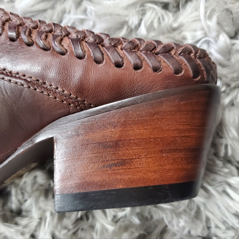 Lucchese Bootmaker Brown Cowhide Leather Kim Western Mule Size 6 - Picture 3 of 8